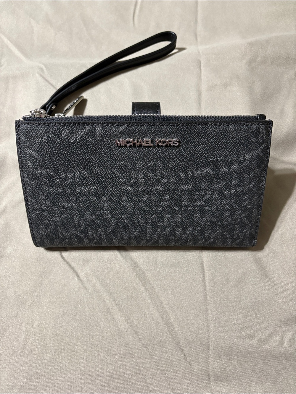 Michael Kors Black Wristlet with Silver Logo